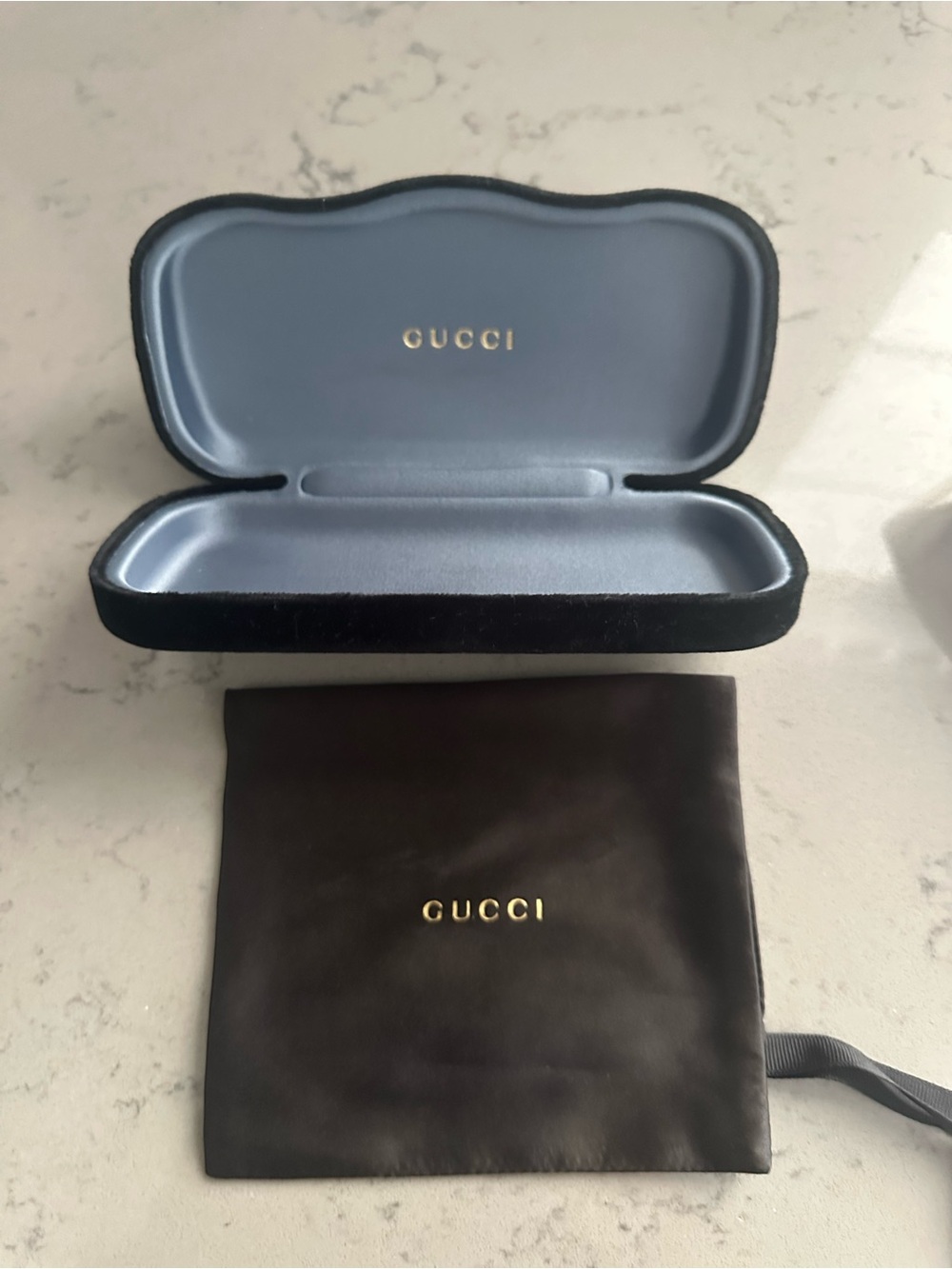 Gucci Men’s Black Sunglasses with Gold and Red-Green Stripe Accents - Picture 8 of 8